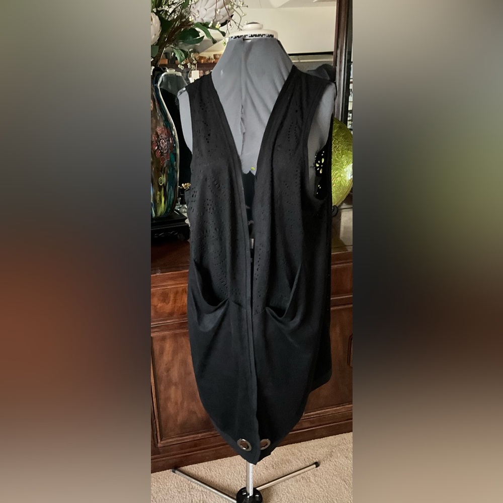 Torrid Black Laser-Cut Long Vest